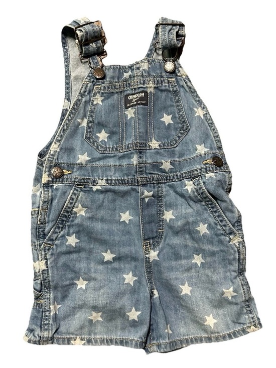 OshKosh B'gosh Other - Toddler Oshkosh Denim Shortalls Overalls Size 2T Months Summer 4th Of July Stars